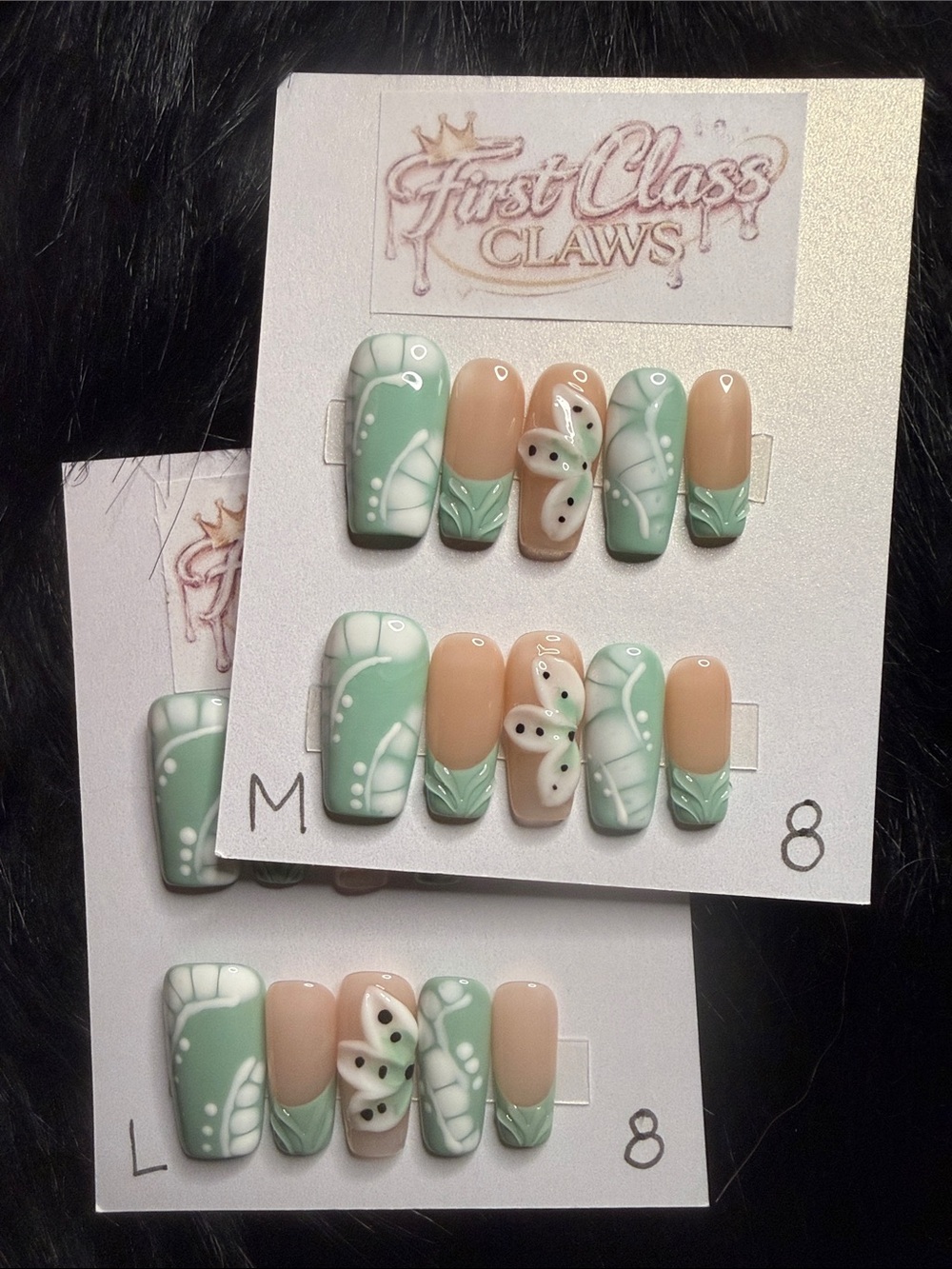 Mint & Nude Floral Press-On Nails